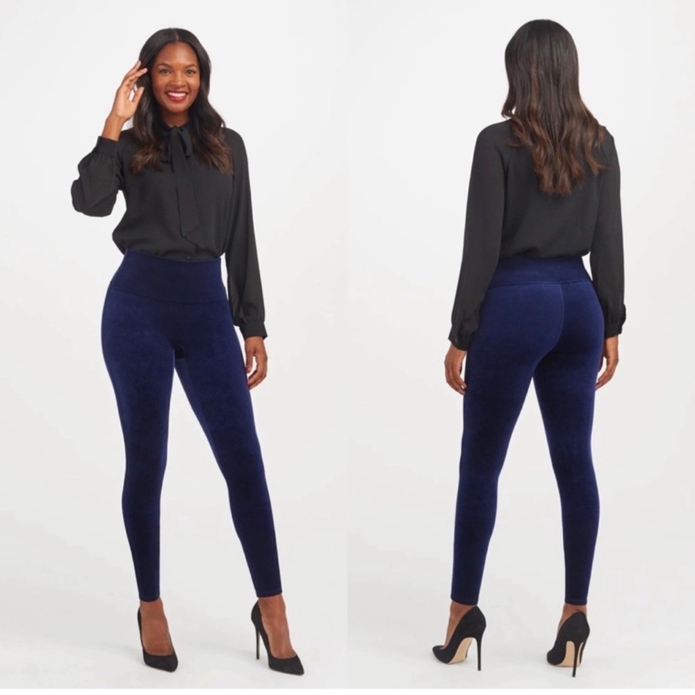 Spanx Velvet Leggings Size Large Lapis Night Blue✨